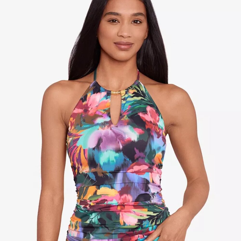 NWT LAUREN Ralph Lauren High-Neck Halter Tankini Top Sizes 10 $120 LLL132